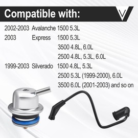 Fuel Injection Pressure Regulator w/Vacuum Line Fits for Chevy Avalanche 1500/Express 1500 2500 3500/Silverado Replaces 89060418 17113556