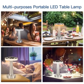 SUNLIGTGO Cordless Table Lamp, Portable LED Desk Lamp, Table Sensor Control Beside Lamps, Kids Night Light with Stepless Dimming & Charging Completed Tip Light & 3 Colors Changing