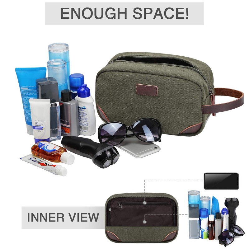 Men's Travel Toiletry Organizer Bag Canvas Shaving Dopp Kit TSA