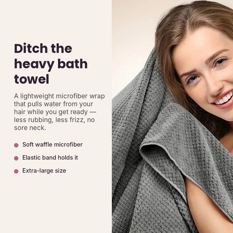 Microfiber Hair Towel Wrap – Extra-Large Quick-Dry Hair Turban with