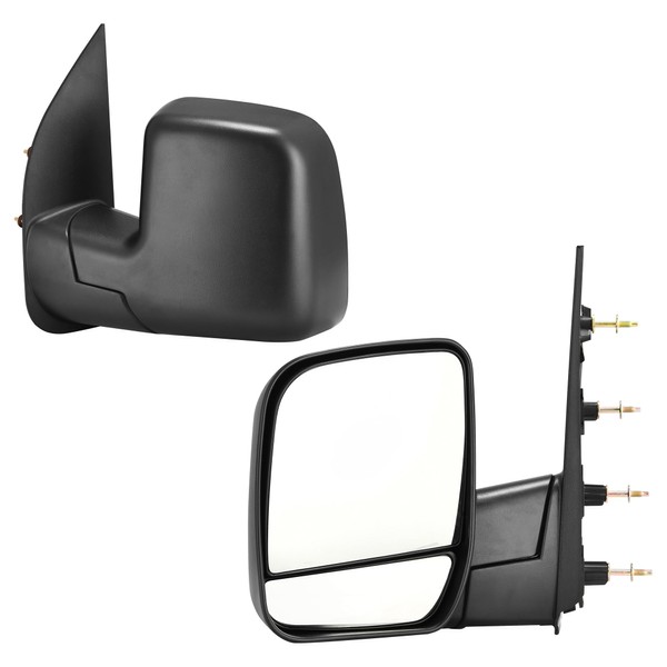 YITAMOTOR Left and Right Side Mirrors Compatible with 2002 2003 2004 2005 2006 2007 2008 Ford E150 E250 E350 E450 E550 Van Manual Fold Non-heated Puddle Light Manual Adjusted Rear Side View Mirror