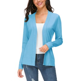 Urban CoCo Women's Long Sleeve Open Front Knit Cardigan Sweater (Light Blue, S)