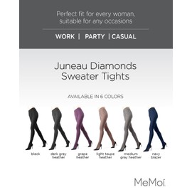 MeMoi Juneau Diamonds Cotton Tights for Women, Cozy Sweater Tights, Warm and Elegant Womens Tights - Grape Heather Small/Medium