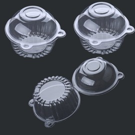 Trickortreat Plastic Dome Single Transparent Cupcake Boxes, 50 Pieces Cupcake Holder Container with Cover for Fruit Salad Burger Sandwiches Storage(50Pcs)