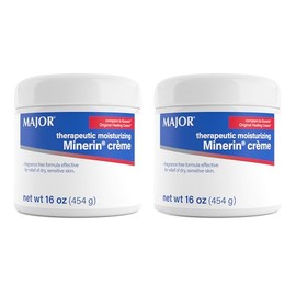 MAJOR Minerin Créme hidratante terapéutico, crema hidratante corporal para piel seca, sin fragancia, 16 onzas (paquete de 2)
