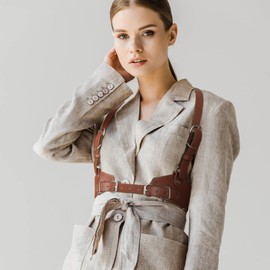 Hicarer 2 Pcs Women Leather Waist Belt Leather Harness for Women Fashion Body Chain Adjustable Waist Belt for Party Cosplay(X Large,Classic Style)