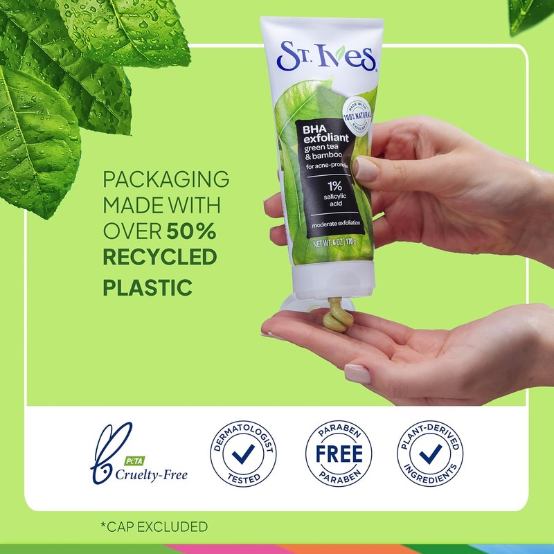 St. Ives Exfoliante Facial, Té Verde y Bambú, 170g
