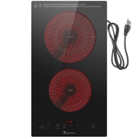 2 Burner Electric Cooktop 110v, Plug in Stove Top Burner, Countertop & Built-in Electric Burner with Touch Control, 9 Power Levels, Timer, Multiple Safety Protection, 1800W