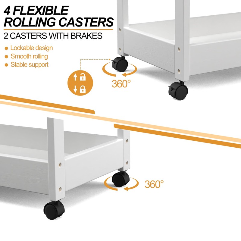 FoverOne Bamboo Kitchen Storage Cart on Wheels, 3 Tier Wood