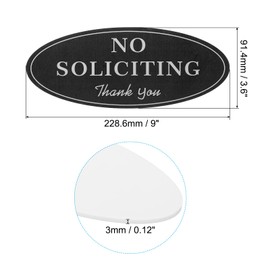 PATIKIL No Soliciting Sign, Green, 9x3.6 Inch Self-Adhesive No Soliciting Thank You Sign Warning Sign for Business Home Door Wall Window Office, Black Silver