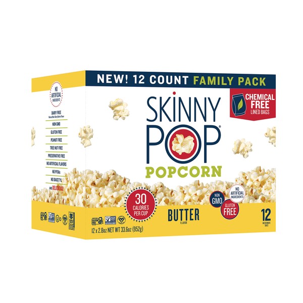 SkinnyPop Butter Microwave 2.8 Oz, (Pack of 12)