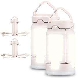 Foldable Camping Lantern, Rechargeable Camping Lights, 4000LM, 6 Light Modes, IPX4 Waterproof Tent Lights, Portable LED Camping Lantern for Power Outages, Emergency, Hurricane, Hiking, 2-Pack