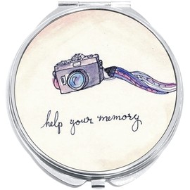 NewCharms Help Your Memory Camera Compact with Mirrors - Perfect Pocket and Purse Size Folding Mirror for Applying Make Up Anywhere