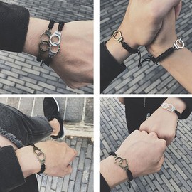 Kysin Chiys BFF Charm Friendship Adjustable Bracelets for Partner in Crime Handcuff BFF Gifts Best Friend Birthday Gifts for Women Men - Gold & Silver