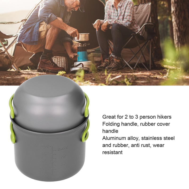 4pcs Camping Pot Kit Multi Layers Anti Scalding Design Camping