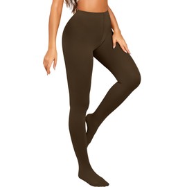 RSLOVE Womens 80 Denier Tights - Opaque Pantyhose Soft Solid Color Stockings High Waist Footed Hosiery Coffee L