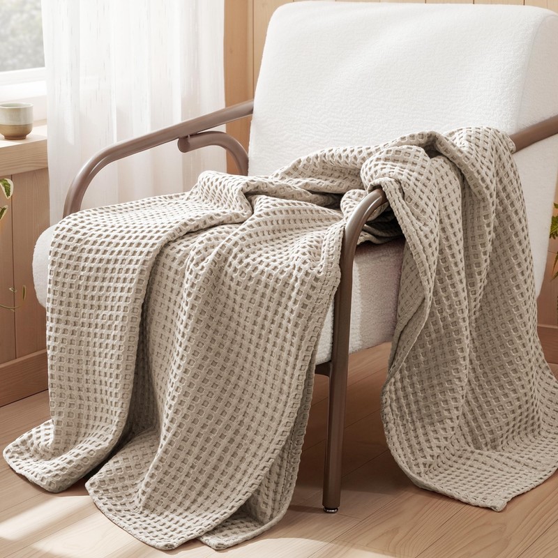 Exclusivo Mezcla 100% Cotton Blanket King Size for Bed, Khaki