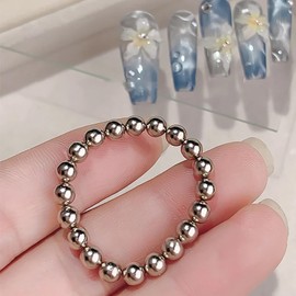 MOLILON 20Pcs Cat Eye Nail Magnet Beads Cat Eye Gel Nail Polish Magnet Wand Magnetic Nail Polish Cat Eye Magnet Nails Round Magnetic Beads Nail Design Tools Nail Art Accessories (Purple)