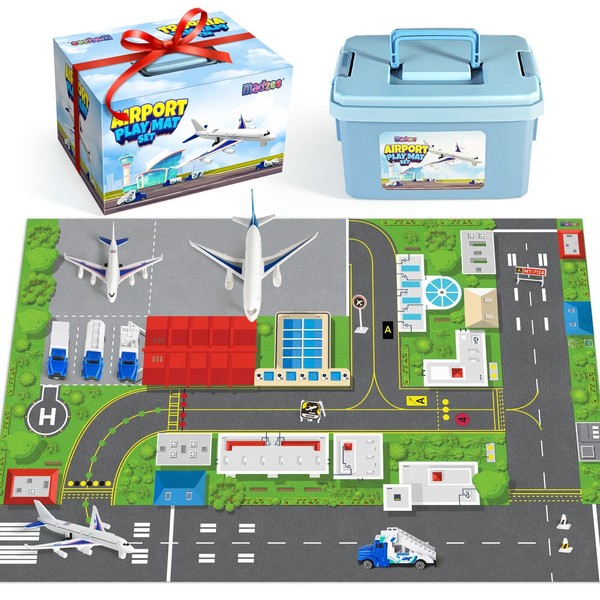 Airplane Toy Set with Planes, Trucks & Playmat - Interactive