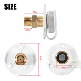 Norkmdi RV City Water Inlet with Check Valve, Lead-Free Brass 3/4" GHT Female to 1/2" NPT Male Campers Fresh Water Fill Connection, RV Liquid Inlet Replacement, Universal for Motorhomes (White)