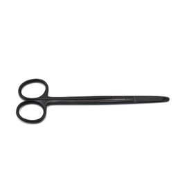 AAProTools 5.5" Stitch Scissors with Black Color Coating - Premium Quality Instrument- Delicate Hook - Perfect for Suture Removal, First Aid, EMS Training (Straight)