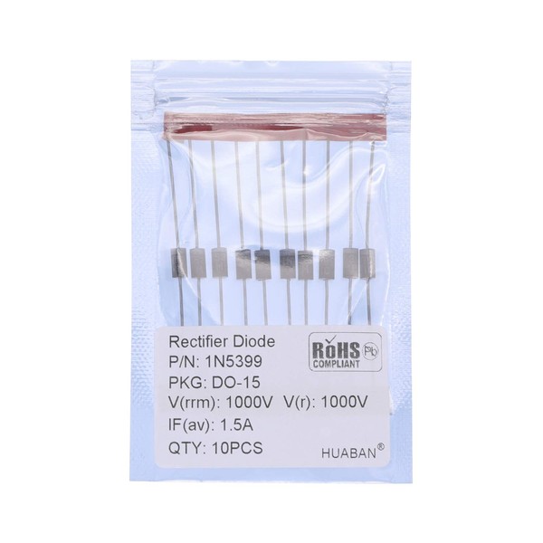 HUABAN 10PCS 1N5399 Rectifier Diode 1.5A 1000V DO-15 (DO-204AC) Axial