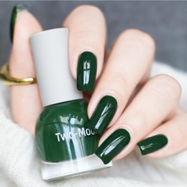 COSMOO Dark Green Quick Dry Nail Polish, Vegan Chip-Resistant Long-Lasting Nail Lacquer for Nail Art Varnish, 0.34 fl oz (Green 1)