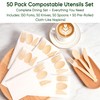 FEHHTO Napkin and Bamboo Cutlery Set, Compostable Utensils Disposable Cutlery