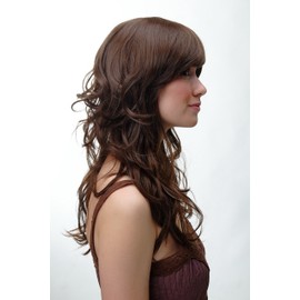 WIG ME UP YZF-41054-8 Women's Wig, Long, Slightly Stringy, Curly, Curly, Fringe, Brown
