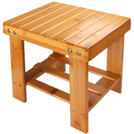 STARVAST Small Bamboo Step Stool for Kids, 10 inch High Multi-functional Wooden Stool Seat Foot Rest Ideal for Entryway Foyer Hallway Garden