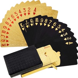 HENWUBEI 2 Decks of Black and Gold Playing Card Deck Card Waterproof Playing Card Waterproof Plastic Card, Game Tool for Home Game Party - Cool Gold and Black Diamond