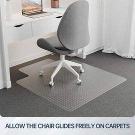 Futurwit Large Office Chair Mat for Carpets, 30" x 48" Low Pile Carpet Protector for Desk Chair, Easy Glide Transparent Plastic Floor Mat for Rolling Chairs (with Lip)