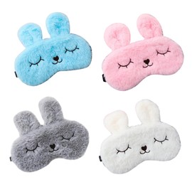 LALAFINA 4pcs Plush Eye Masks Eye Covers for Sleep Lightweight and Breathable Blindfolds for Travel and Relaxation Cute Cartoon Design for Boys and Girls and Adults