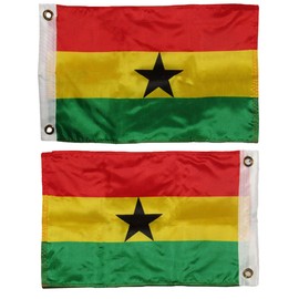 AES 12x18 Ghana Country 2 Faced 2-ply Nylon Wind Resistant Flag 12x18 Inch Fade Resistant Double Stitched Premium Penant House Banner