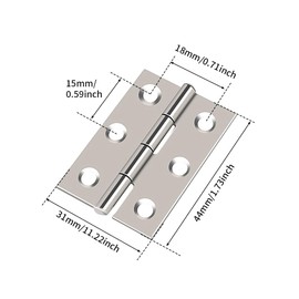 10pcs Door Hinges 44x31mm Stainless Steel Door Hinges with 60 Screws Door Butt Hinges for Internal & External Wooden Doors(Silver)