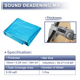X AUTOHAUX 394mil 10mm 5.39sqft Car Sound Deadening Mat Aluminum Foil Foam Heat Shield Material for Hood Fender and Boat Engine Cover 39.37"x19.69" Blue
