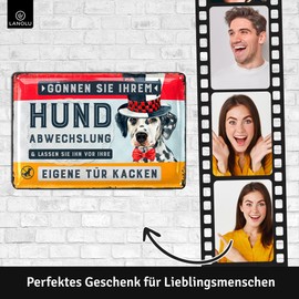 LANOLU Tin Sign "Hunde kacken verboten – lustige hier ist kein Hundeklo [German Language] Metal Sign with Saying GÖNNEN SIE IHREM HUND ABWECHSLUNG – Retro Metal Sign, 20 x 30 cm