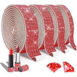 SMITH 1 4 Pack Different Width Red 2mm Rhinestone Crystal Diamond DIY Decorative Sticker