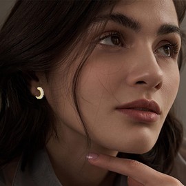 Small Gold Hoop Earrings for Women, Cubic Zirconia Hoop Earrings,Chunky Gold Hoop Earrings