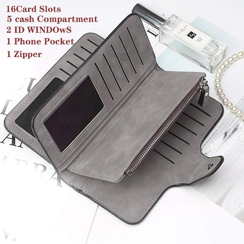 ZhengYue Ladies Purse, Vegan Women's Wallet Large Tri-fold PU Leather