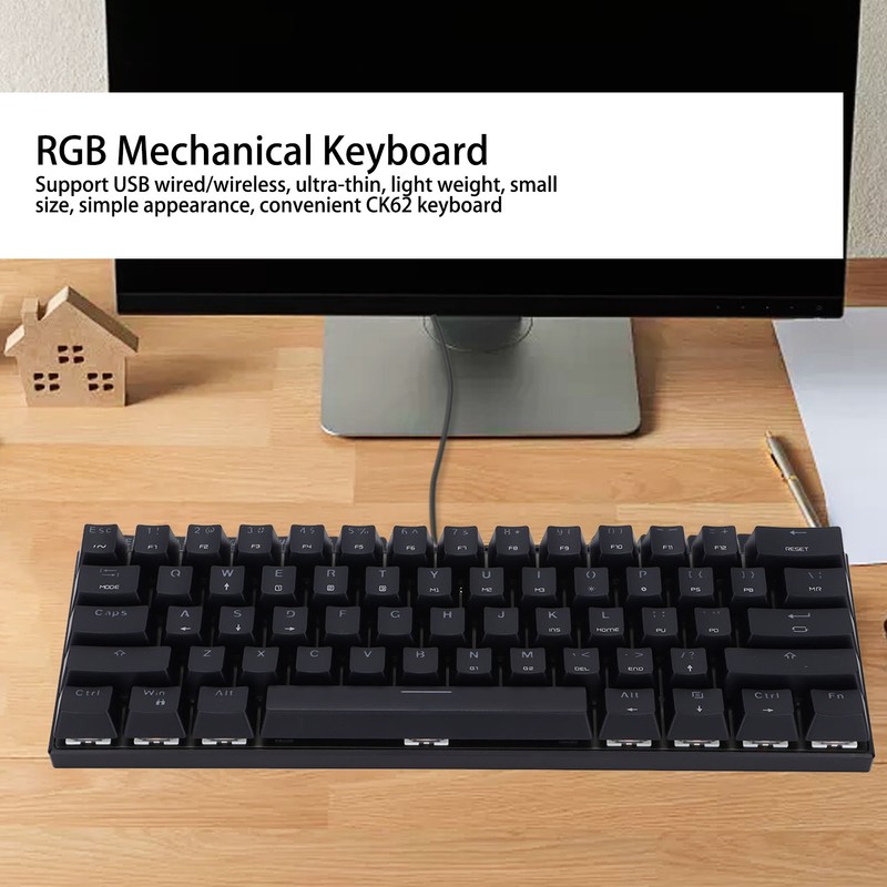 Mechanical Keyboard 61 Key RGB Backlit USB Wired Dual Mode