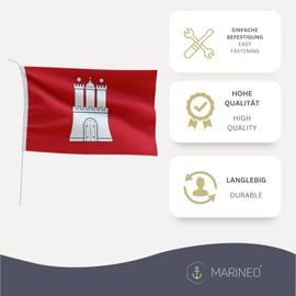 Marineo Guest Country Flag Boat Flag Guest Flag for Boat or Motorcycle – 20 x 30 cm, Hamburg