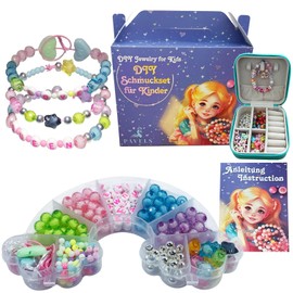 PAVELS Beads for Threading Children's Jewellery for Crafts DIY Rainbow Bead Set Gift Idea for Girls 4 5 6 7 8 9 10 Years