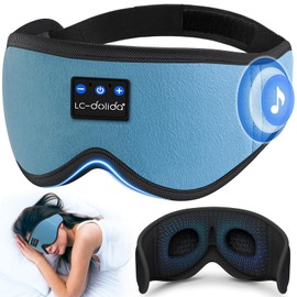 LC-dolida Bluetooth Sleep Mask with Headphones, Upgraded 3D Bluetooth Sleep Headphones 100% Blackout Eye Mask Headphone for All Seasons,Soft Eye Mask for Sleeping for Travel/Nap/Yoga/Relaxation