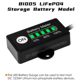 Jayron Mini LED Battery Indicator, DC 12/24V Lifepo4 Battery Fuel Gauge for Golf Carts, Forklifts & Equipment