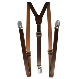 CUFF.JP Leather Clip Suspenders White Black Dark Brown Light Brown, Braun