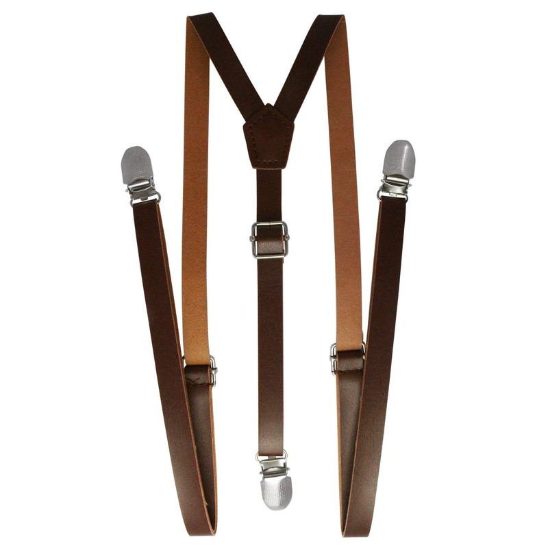 CUFF.JP Leather Clip Suspenders White Black Dark Brown Light Brown,
