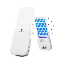 Flying Insect Trap Indoor - Plug-in Fly Catcher and Killers Includes Refills for House Flies, Fruit Flies, Gnats,Cover up to 600 ft², Off-White, 1 Trap + 4 Refills