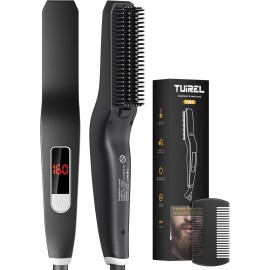 TUIREL Beard Straightener for Men, 2 in 1 Heated Brush, 6 Temperature...