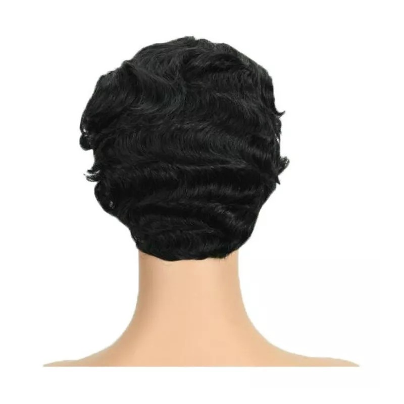 Light Moo Peluca De Cabello Humano Ondulado Corto Para Mujer